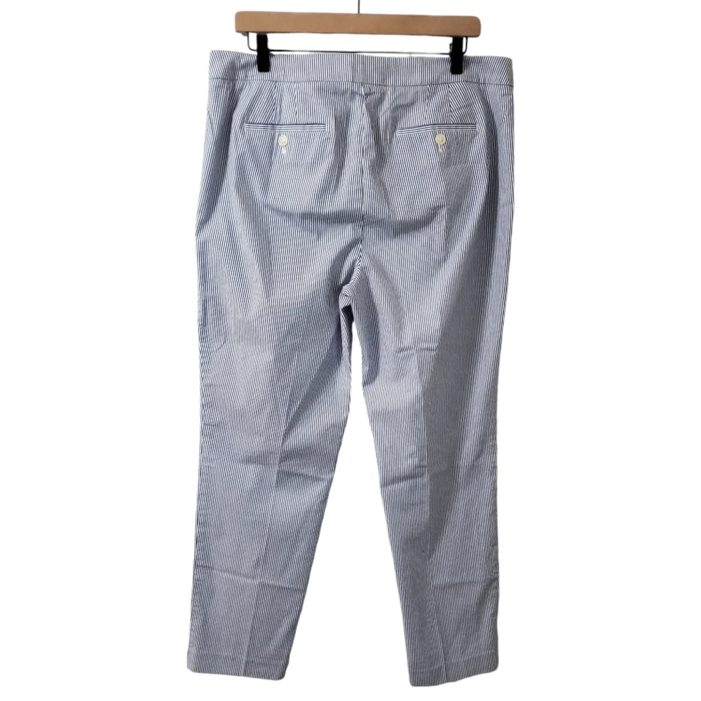 Talbots‎ Chatham Pinstripe Slim Ankle Side Zip Pants Blue/White Womens Sz 14